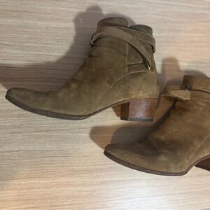 Saint Laurent Tan Suede Ankle Boots